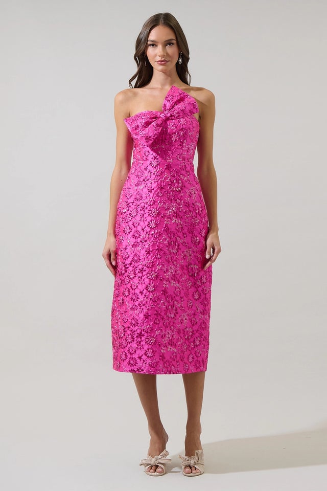 Shoulder ribbon jacquard dress/LE’RURE Rialto Summer Heirloom Print Dress